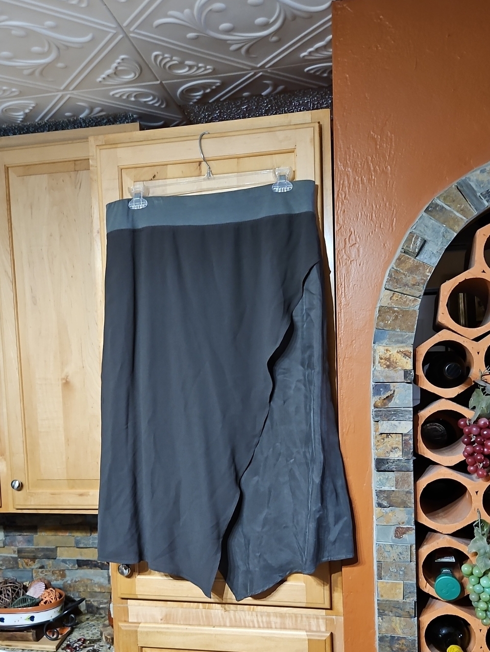 Soft Surroundings Dark Green Asymmetrical Wrap Midi Skirt Boho